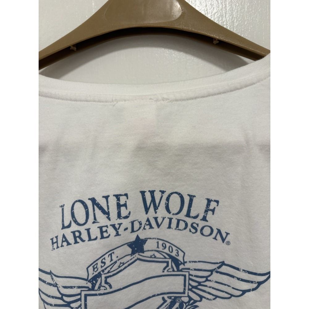 Harley-Davidson Graphic T-Shirt Women Large White Good Rarely Make History Biker - Picture 8 of 9